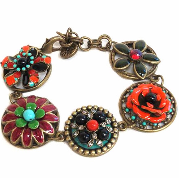 Five Vintage Inspired Enamel Button Bracelet,NWT - Picture 1 of 3